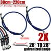 2X Universal 30cm-220cm 28° Motorcycle Hydraulic Brake Hose Line Cable 10mm Banjo For Suzuki Yamaha Line Braided Oil Pipe Blue