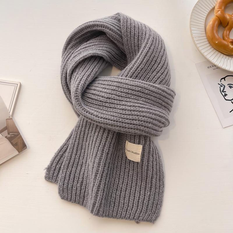 Maillard brown knitted wool small scarf women's winter warmth versatile high-end neck protection couple scarf