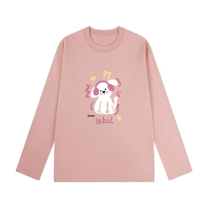 

Women s Hong Kong-Style Long-Sleeve Cotton T-Shirt, Loose Fit, Round Neck, Versatile Base Layer M (100-115 jin)