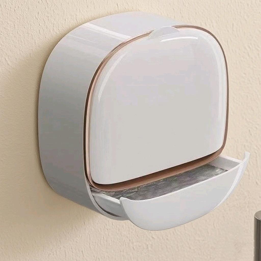 Punch-Free Wall-Mounted Luxury Soap Dish with Lid and Drainage for Bathroom