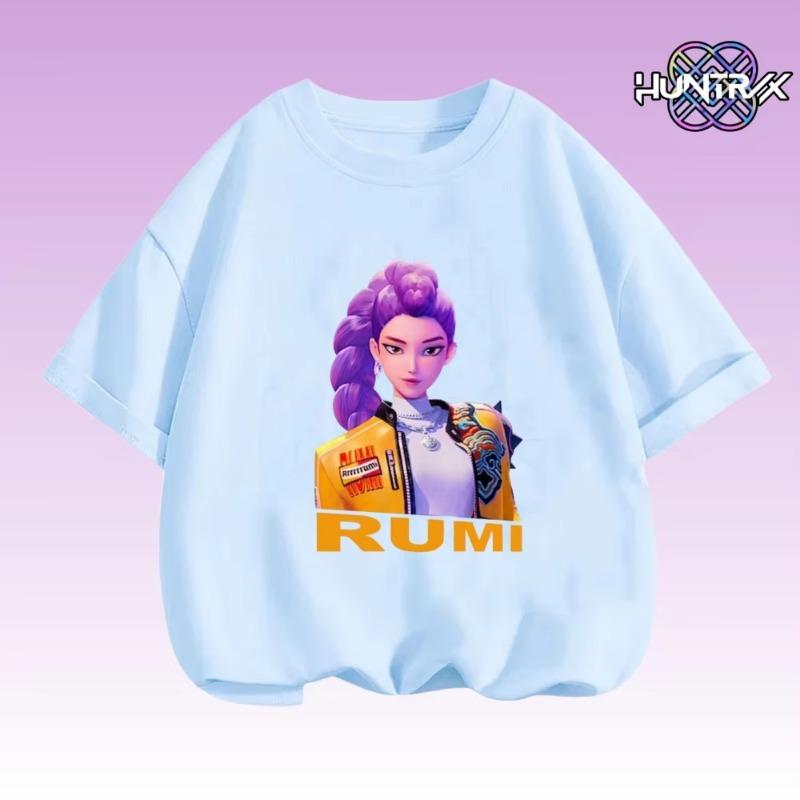 2026 Moda Camiseta Infantil Kpop Caçadores de Demônios Camiseta para Meninos Meninas Camiseta Verão Gola Redonda Manga Curta