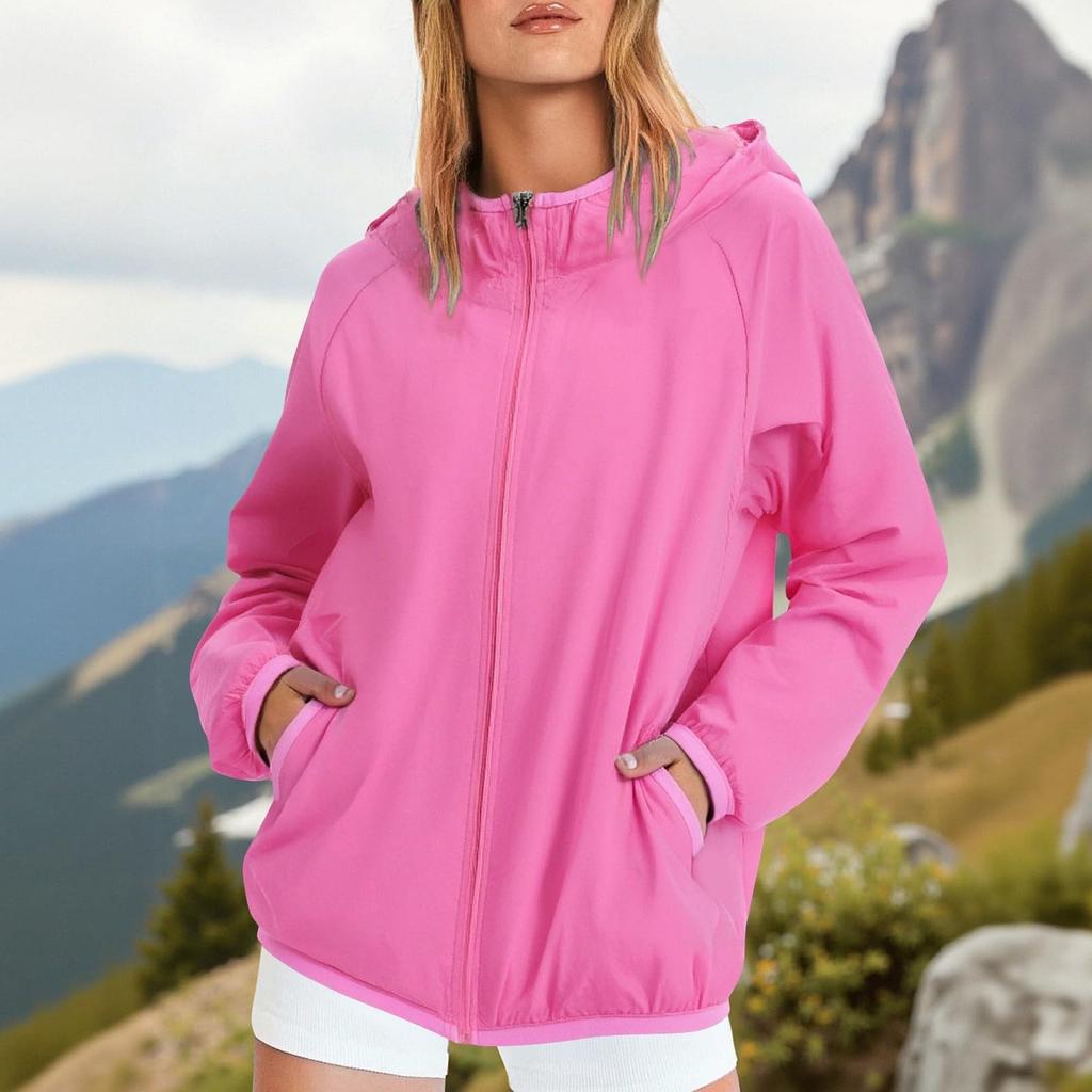 Women's Rain Jacket, Soft and Lightweight Full Zipper Sweatshirt Jacket