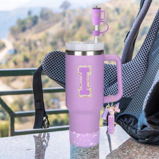 7Pcs Cup Accessories Set for 30/40oz Tumbler Silicone Straw Lid Spill-Proof Stoppers Handle Charm Initials Sticker Durable Personalized Mug