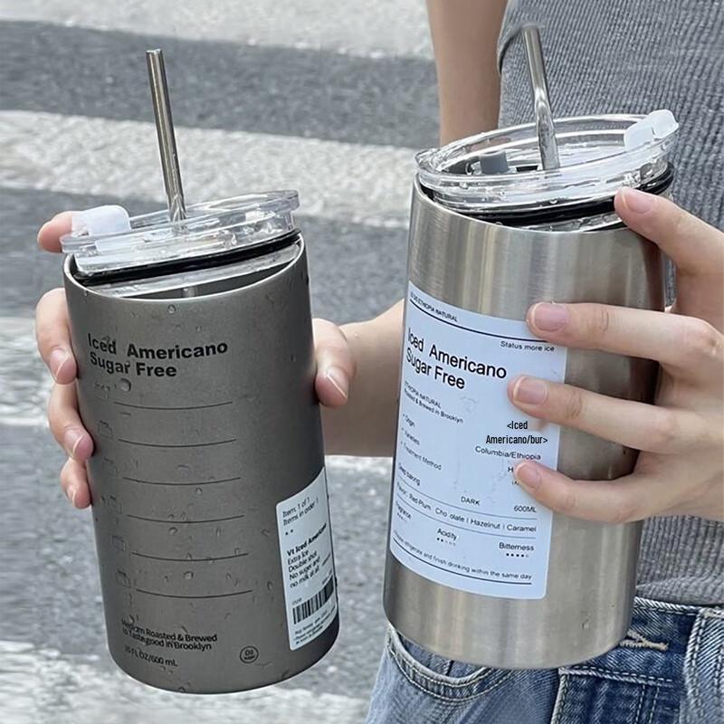 Changbaosen Portable Stainless Steel Insulated Coffee Mug with Straw