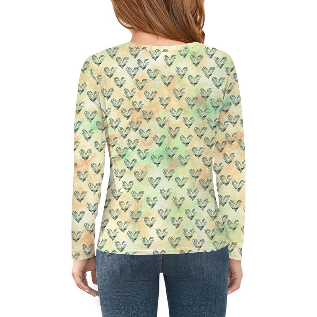 Mädchen Langarm T-Shirts Kinder Herbst Tops Rundhalsausschnitt Muster Gedruckt Basic Tees 5-14Y