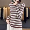 Herbst und Winter neuer Damen-Strickpullover gestreifter Pullover Damen Halbrollkragen kontrastierendes Basic-Shirt Damen Charge