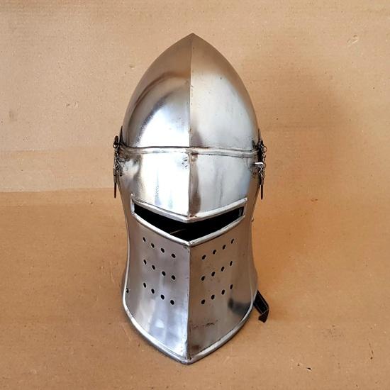 Medieval Knight Barbuta Helmet Mild Steel Barbuta Visored Warrior LARP Cosplay Halloween Silver Helmet