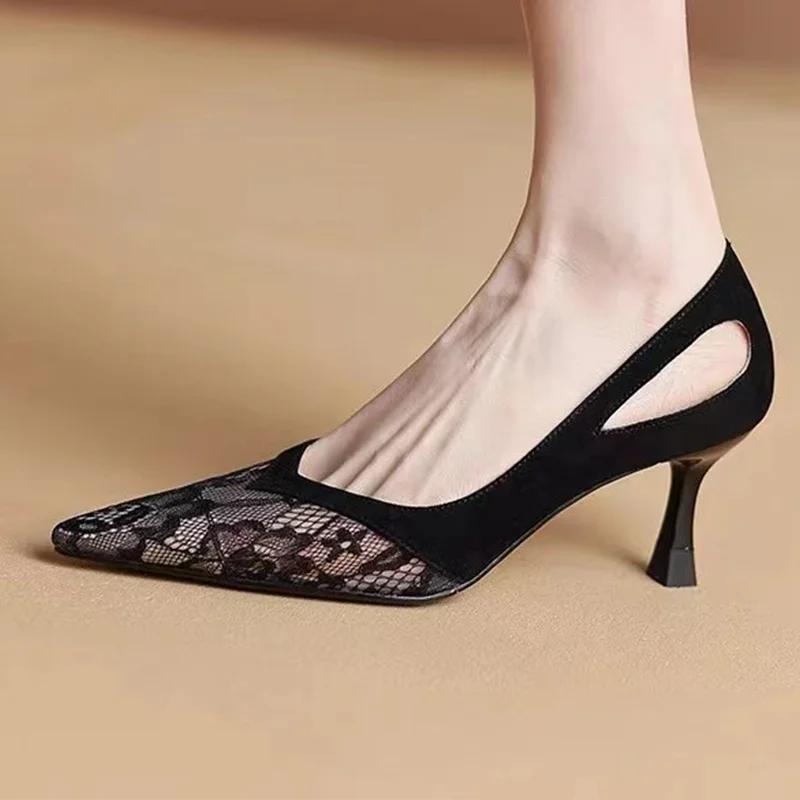 

Мода Женские Туфли на Высоком Каблуке с Острым Носком Мода Элегантные Сандалии Платье Женские Лодочки 2025 Летний Тренд Дизайнерские Сексуальные Женские Zapatillas 35 чёрный