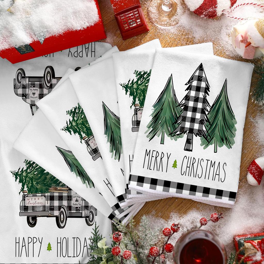 2 Stück Handtücher mit Weihnachtsmuster und Schneemannmuster, erhältlich in verschiedenen Stilen für vielseitige Verwendung in Küchen und Wohnzimmern