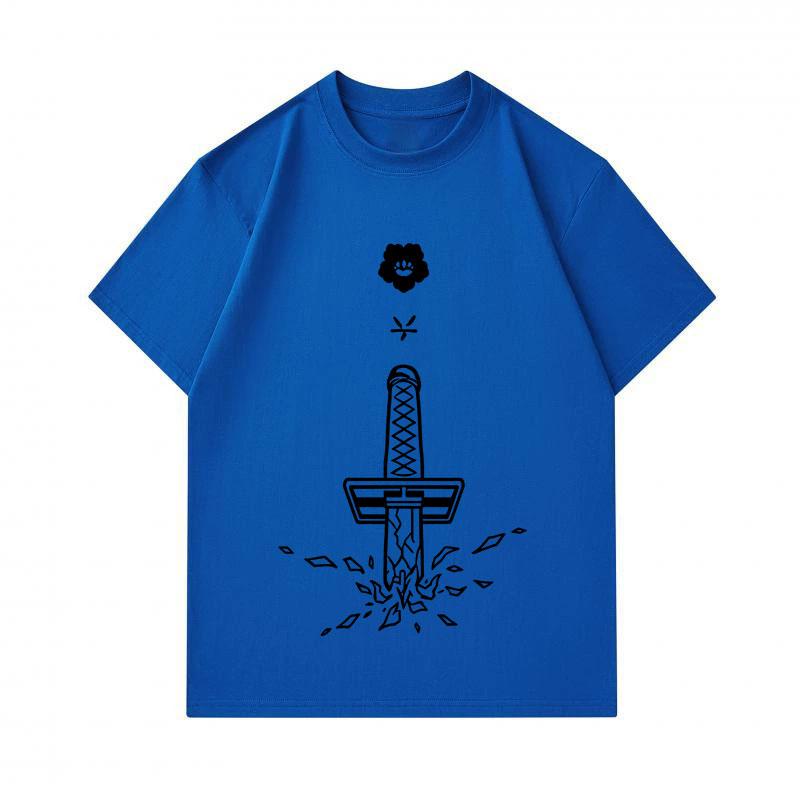 Men's 100% Cotton O-neck Short Sleeve T-Shirt, Cool Samurai Sword Printed Casual Tee, Comfortable Lightweight Daily Wear Top for Men, Summer Loose Fit