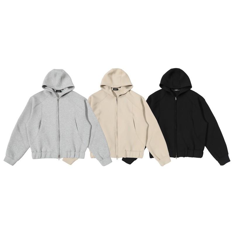 Unisex Oversized Hooded Zip-Up Sweatshirt Streetwear Deconstructed Design Fall Casual Outerwear