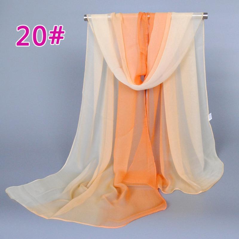 Supply imitation silk georgette silk scarf, popular bright and gradual change of color accessories scarf