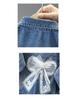 Girls' Bow Denim Jacket - 2024 Autumn Korean Style Casual Top