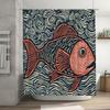Vibrant Fish Shower Curtain Modern Bathroom Decor With Waves Pattern Perfect For Bathrooms Vanities Black Orange Red Fabric Prin