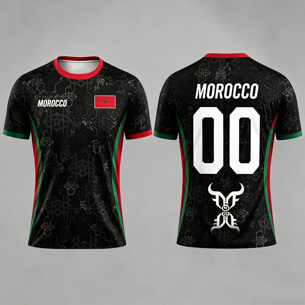 Summer Morocco Flag Print Jersey 3D Printed T-shirtBreathable Quick Dry Fashion Streetwear Sports Sleeve Men's Tee Shirt