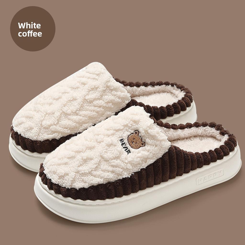 Cotton Slippers for Women, Autumn and Winter, Indoor, Anti Slip, Household, Couple, Woolen Slippers for Men, Winter Cotton Shoes