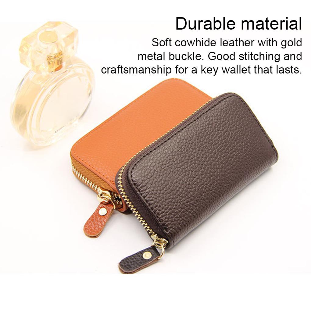 Leather Key Case Card Holder Zipper Purse Universal Holder Organizer Vintage Premium Multifunctional Unisex Purses