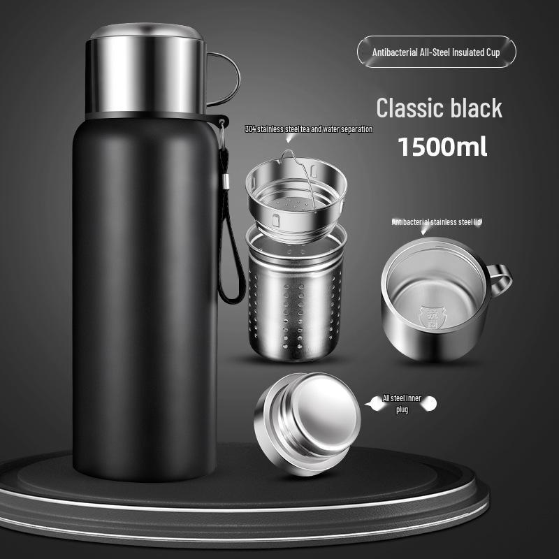 316 Stainless Steel Men's Large Capacity Insulated Outdoor Travel Mug with Tea & Water Separation, Custom Logo
