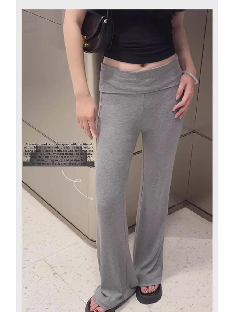 Maternity Flare Pants for Autumn/Winter - Thick, Comfortable, Belly Support, Casual, Plus Size