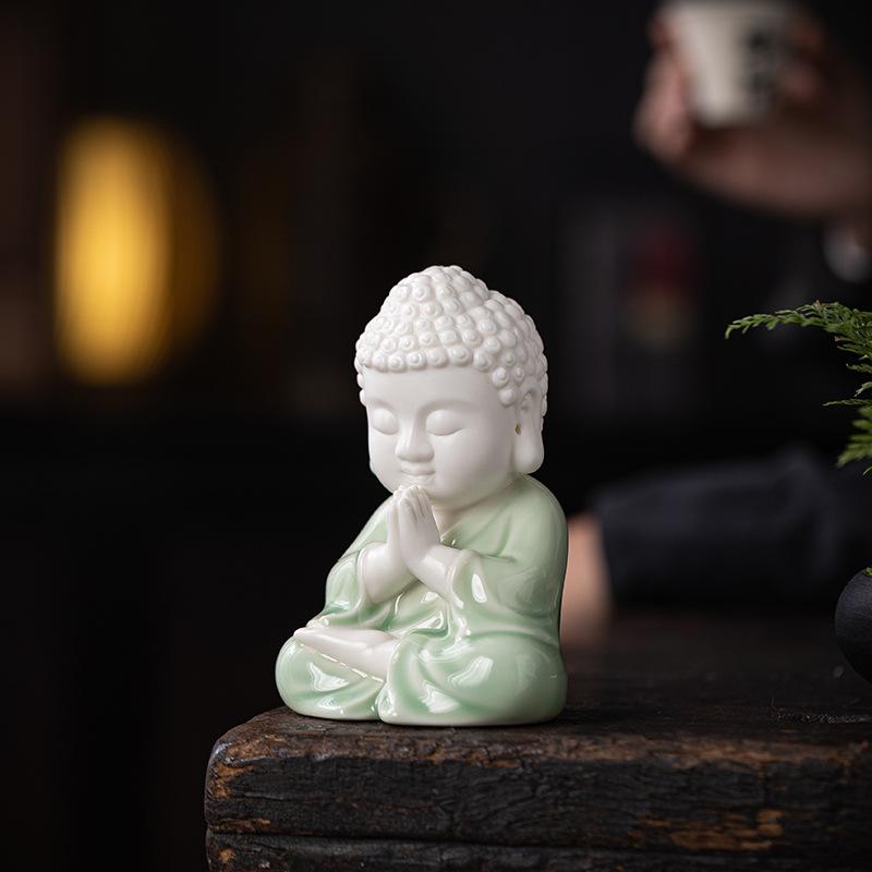 Zen Keramik Tathagata Buddha kleine Dekoration kreativer schöner Tee Buddha Teehaus Ornament Auto Haus Büro FENG SHUI Dekoration