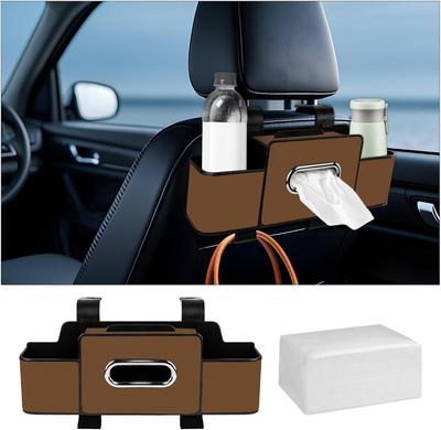 Car Rear Seat Storage Bag with Tissues, Car Seat Rear Tissue Box and Storage Hook, Multi-functional Car Storage Bag