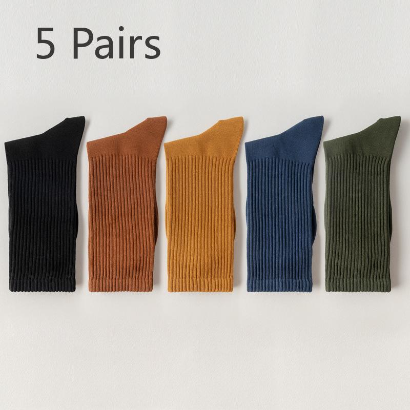 

5 пар мужских осенне-зимних носков из чистого хлопка с дезодорирующим эффектом, без косточек, с защитой от образования катышков, спортивных, деловых, удлиненных, средней длины 5 Pairs