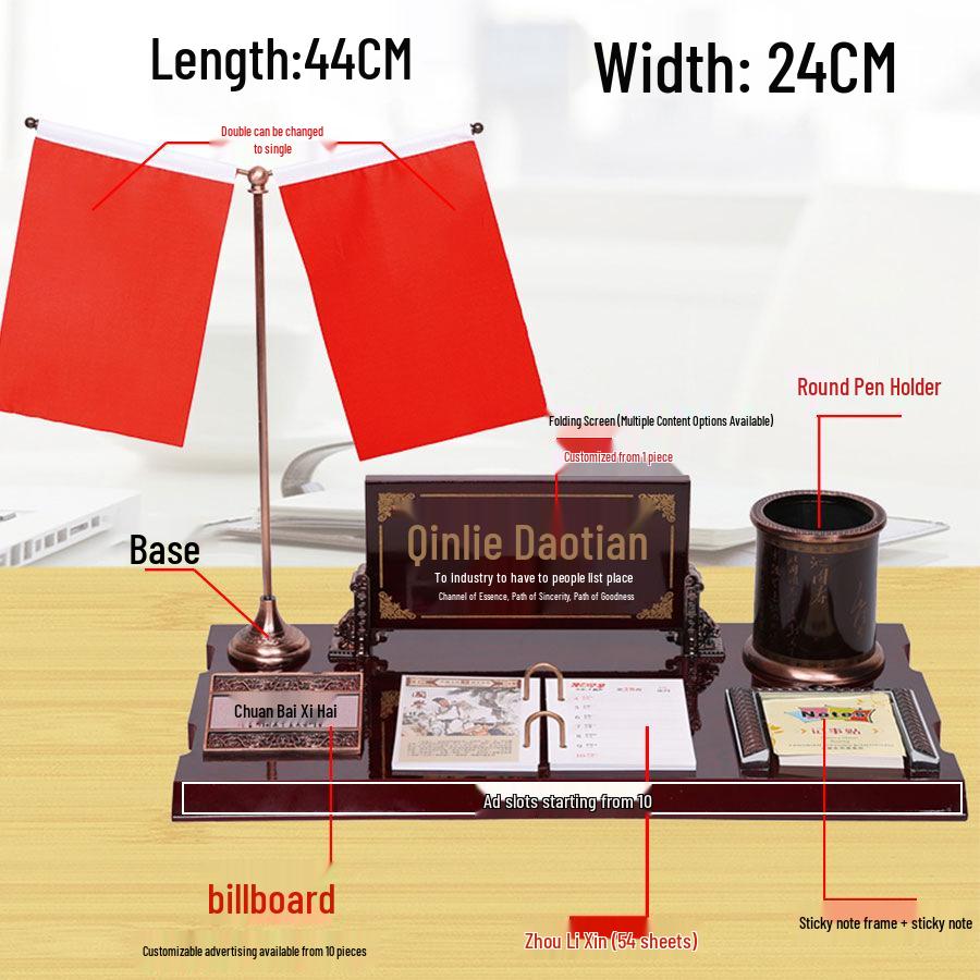 2026 Premium Wooden Desk Calendar & Pen Holder – Elegant Corporate Gift 44X24