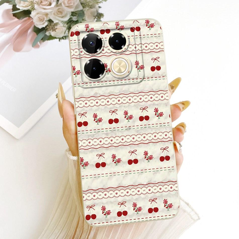 For Infinix Note 40 Pro 4G 5G / Note 40 Pro+ / Note40 X6853 Cute Cat Flower Cartoon Phone Case Soft Silicone Cover Bumpers