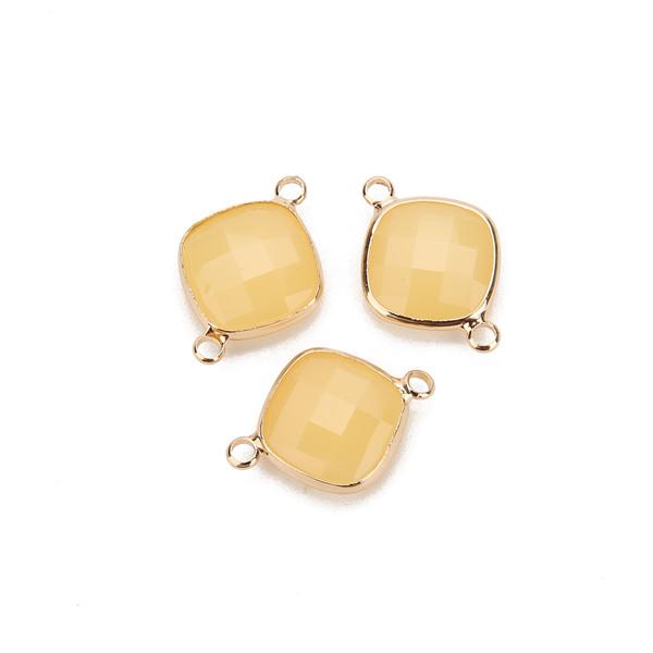 5pcs 11mm White Double Hole Glass Charms Pendants Connector for Chain Bracelets Necklace Women DIY Jewelry Making Findings