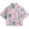 Li Ning X Disney Collaboration Stitch Series Comfortable Casual Cartoon Print Simple Loose Short Sleeve Shirt Women Shirts Pink ASHU244-4