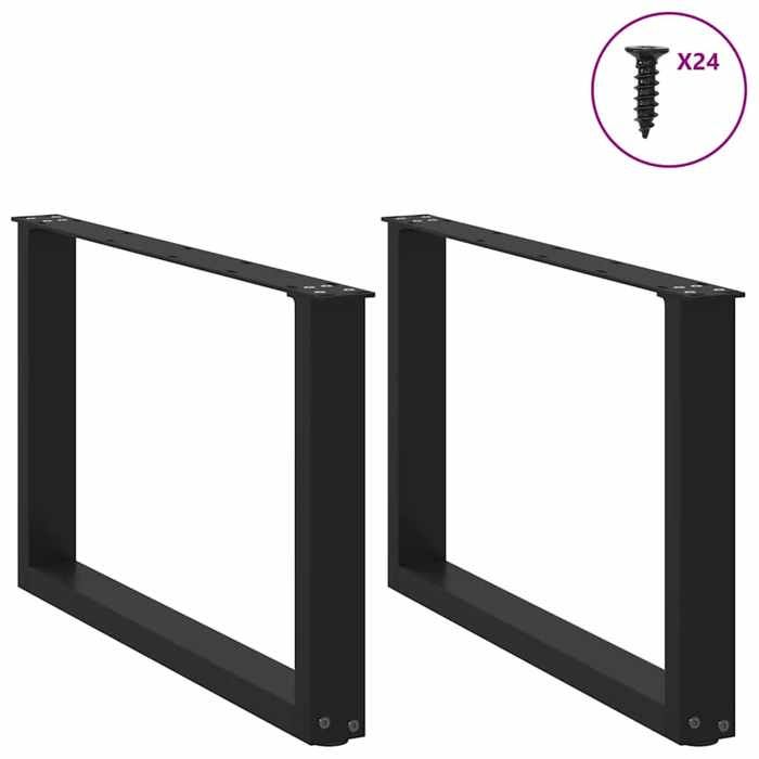 VidaXL Coffee Table Legs In U-Shape, 2 Pieces, Black, 60 X (42-43) Cm, Steel 4013160