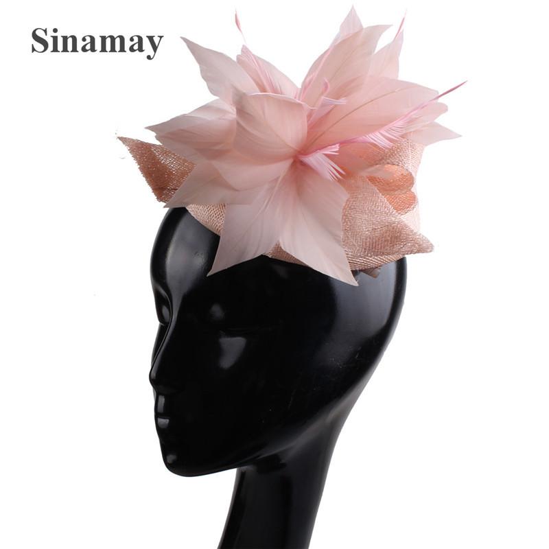 

European And American Fashion Hemp Gauze Hat Headgear 4-Layer Hemp Yarn Bottom Support Bride Wedding Feather Head Jewelry One Hand