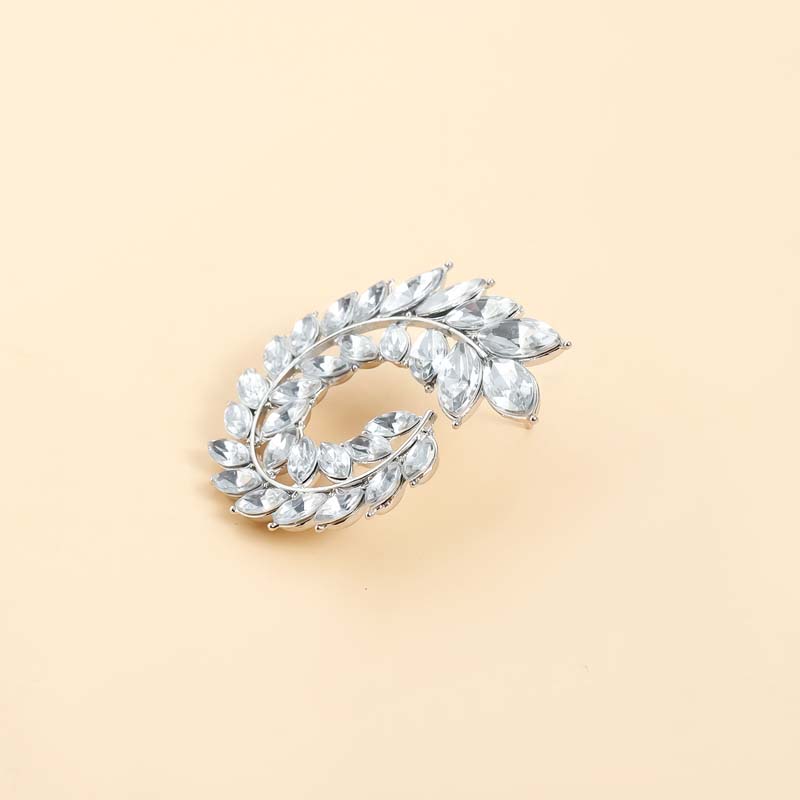 Luxury Full Rhinestone Leaf Stud Earrings For Women Exaggerated Big Circle Round Statement Earrings Wedding Jewelry Gift