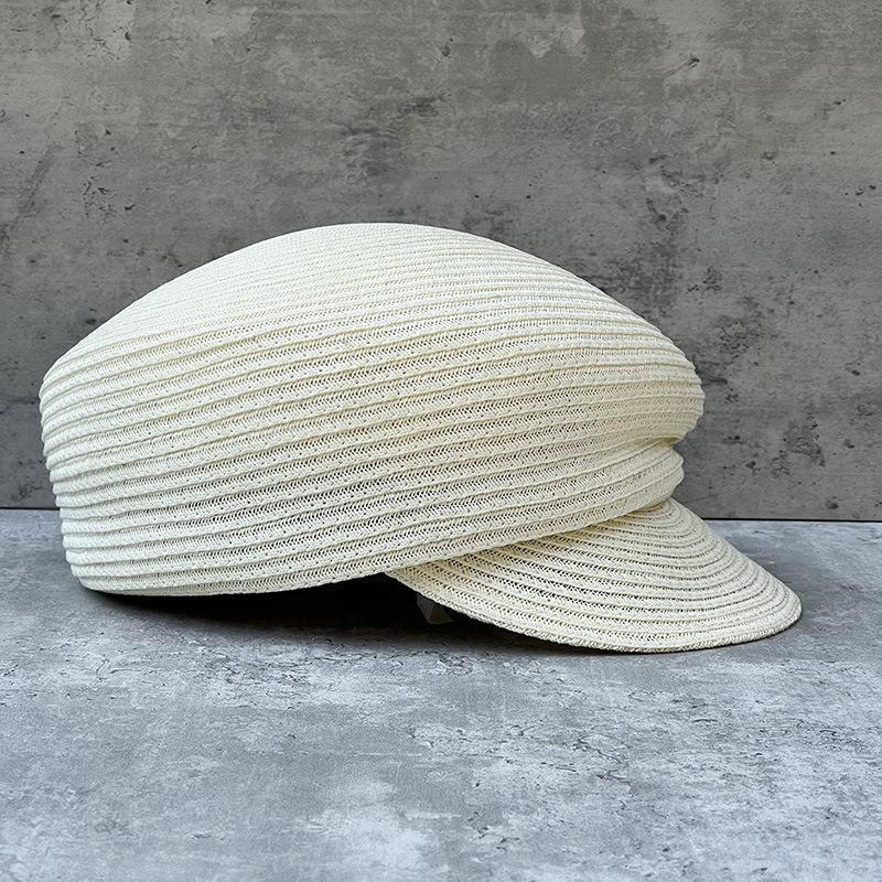 Short Brim Heightened Cranial Top Thin Straw Equestrian Hat Women'S Summer Breathable Sunscreen Visor Small Slanted Top Straw Hat