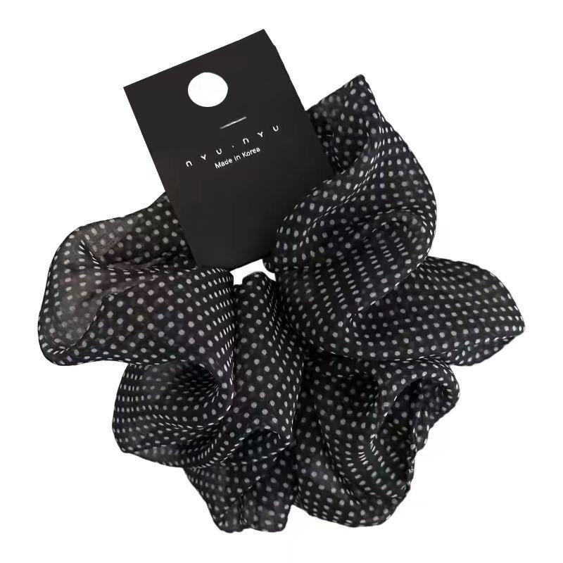 Elegant French Retro Polka Dot Sausage Hair Tie for Women - High Elasticity, Large Size, Durable Hair Accessory