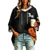 Women's Fashion 3/4 Sleeve Halloween Print Hoodie Pullover Top