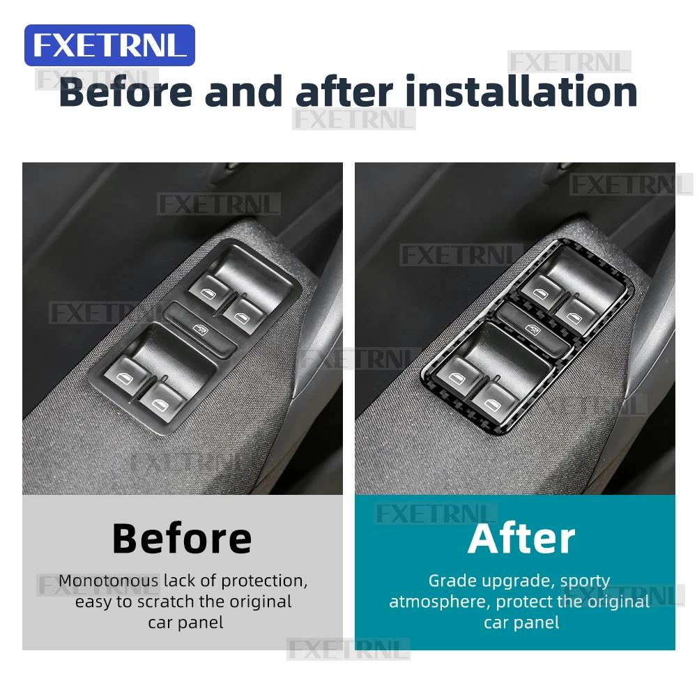 Window Lift Button Panel Real Soft Carbon Fiber Sticker For Volkswagen VW Polo MK5 6C 2015 2016 2017 LHD RHD Car Decor Trim