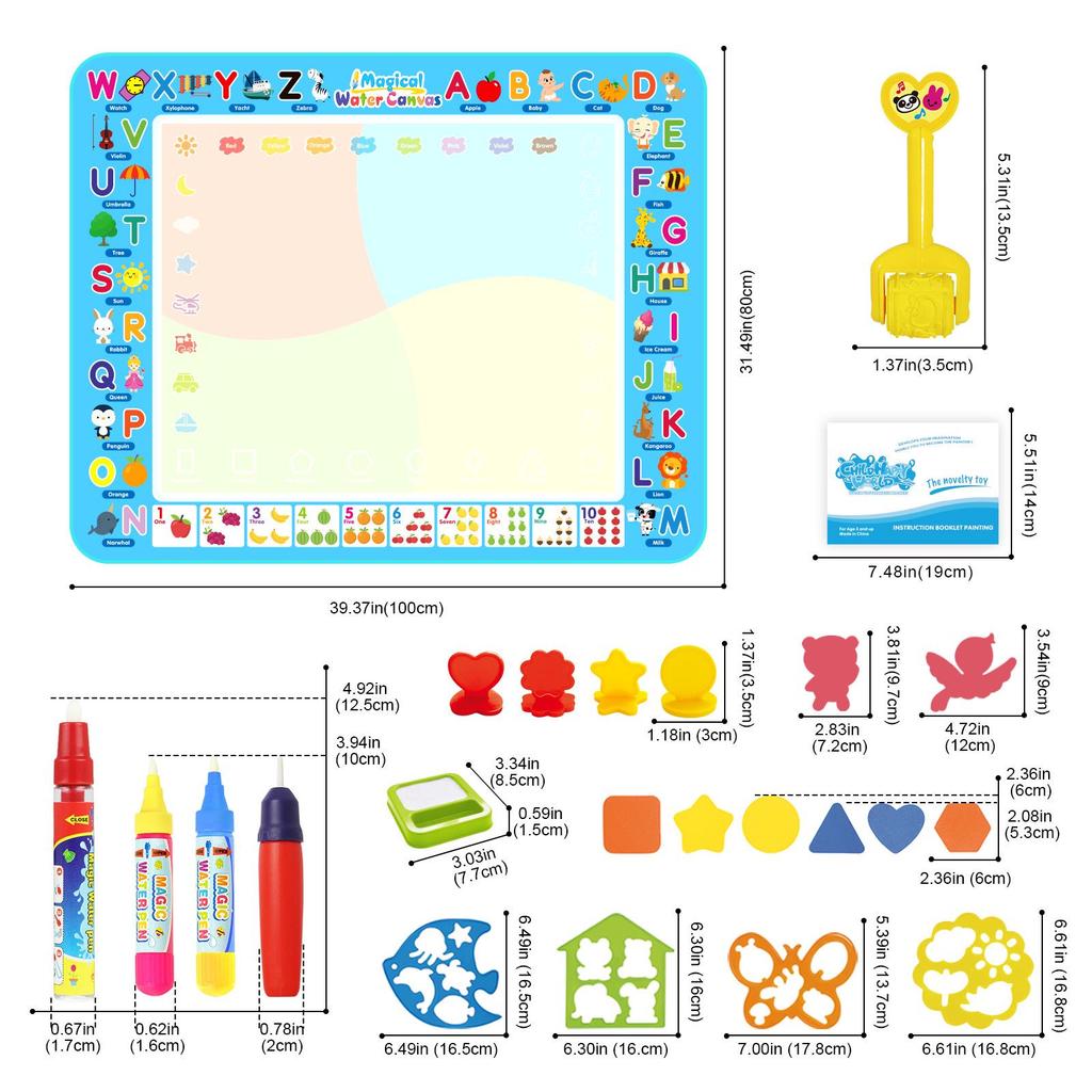 Children's Water Painting Canvas, Clear Doodle Mat, Early Education Toy, Multiple Styles