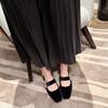  Fat mm women's single shoes retro square head Mary Jane women's shoes wide fat feet women's ladyshoes low heel large size women's shoes