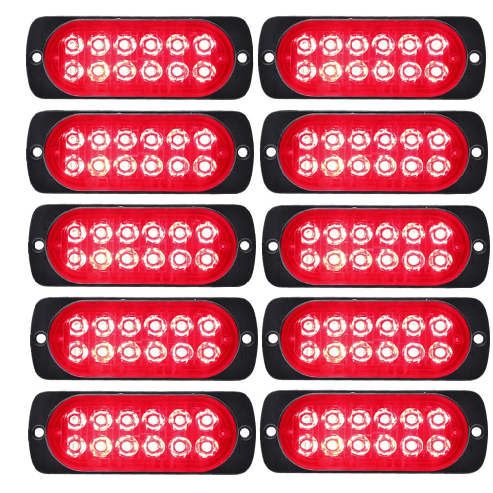 10PCS 12LED Lights Emergencies LED Car Strobe Lights Flashing Warning Light Beacon White Amber 12V 24V LED Stroboscopes For Auto