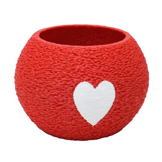 Shelf Plant Pot 3D Printed Planter, Mini Round Flower Pot, Small Heart Red Cute Love Design Planter Container for Cactus, Herbs, Plants, Home красный