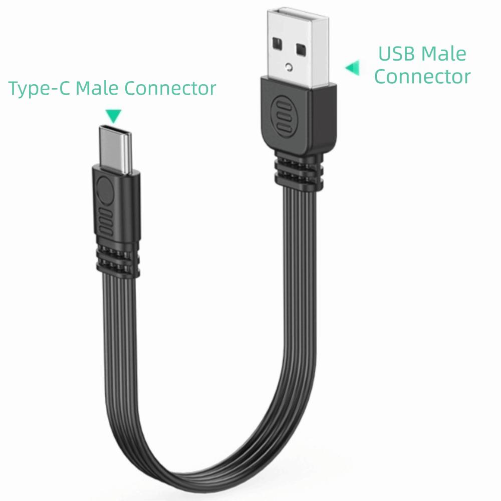 Flat Flexible USB C Charging Cable Double Elbow Mobile Game Cable Data Transfer