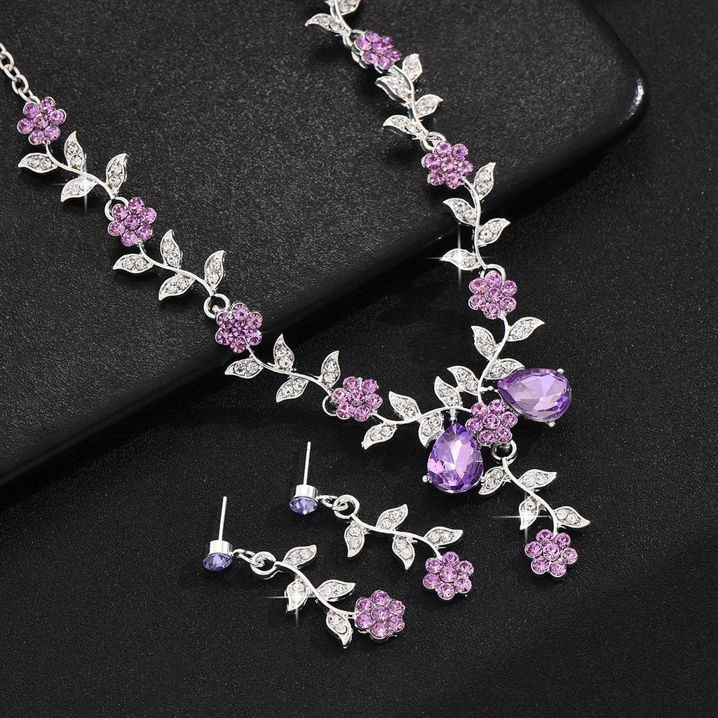 Designer Wedding Zircon Set Zircon Women Sunflower Style Alloy Water Drop Bridal Dress Accessories Necklace Earring Set