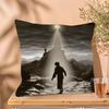Vintage Black Classic Movie The King Rings Pillow Cover for Bedroom Room and Living Room Sofa Decorative Cushion Cover