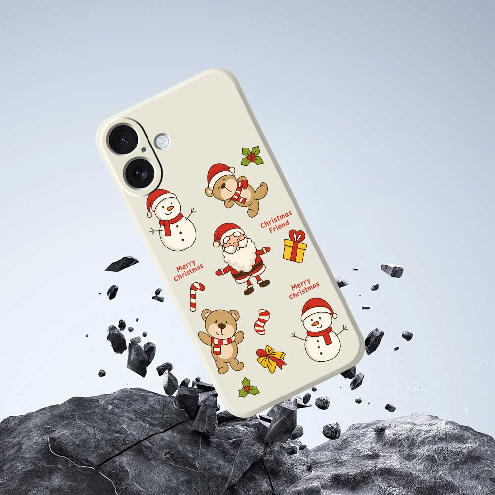 Für iPhone 17 Hülle Weihnachten Freunde Musterdruck Gerade Kante TPU Handy Rückseite
