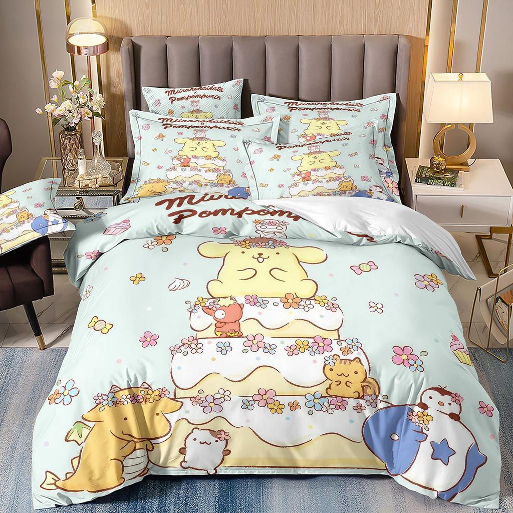 3D Digital Printing Cartoon Animation Children'S Bedding Pudding Dog Three-Piece Set