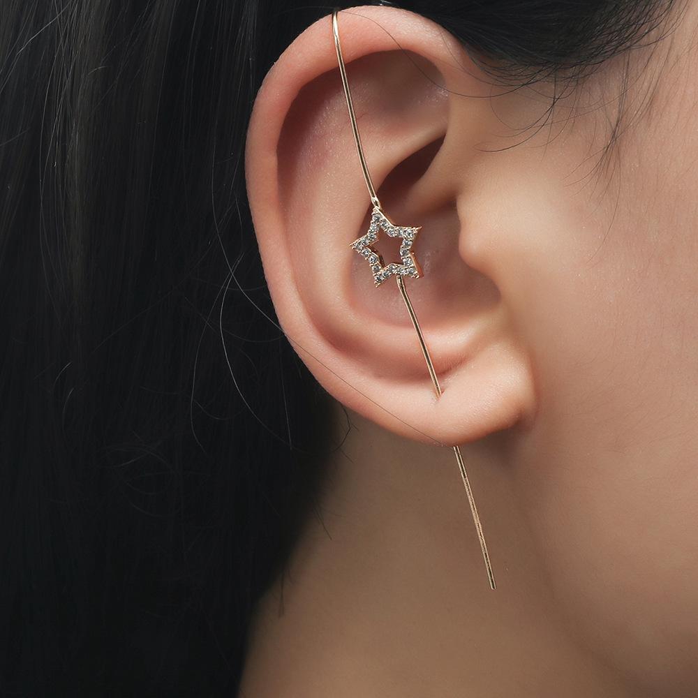 Chic Star Letter Zircon Ear Cuff and Diagonal Studs