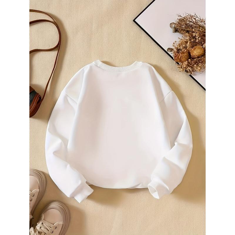 Kids Sweatshirt Creative Letter Pattern Stylish Casual Round Neck Sweatshirt Suitable for Everyday Parties, Vacations, And Gifts