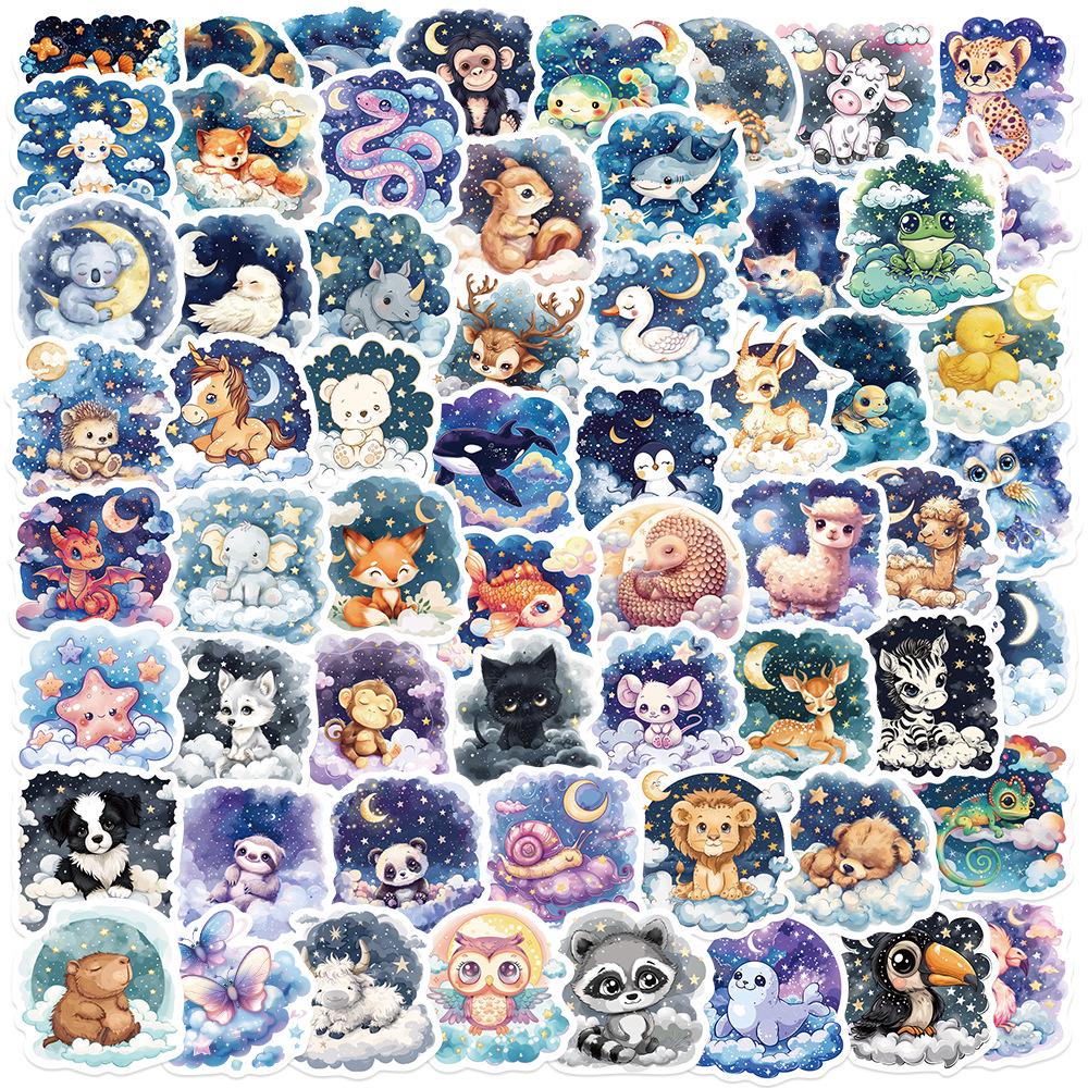 Sada samolepek divoké zvěře: Los, Alpaka, Panda & Lev