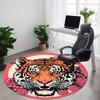 1 Stück Tigerblumen Büro Runder Teppich, Indoor-Matte Geeignet für Büro, Unter Bürostühlen Schlafzimmer Wohnzimmer Heimdekoration, Raumdeko